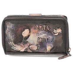 Brązowy Kompaktowy Damski Portfel Anekke. Brązowe portfele damskie Anekke, z materiału, z nadrukiem, bez dodatków. Za 199.00 zł.