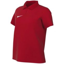 Koszulka damska Nike Dri-Fit Park 26 Polo. Czerwone bluzki damskie Nike, bez wzorów, z bawełny, bez kołnierzyka, bez ramiączek. Za 115.99 zł.