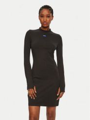 HUGO Sukienka codzienna Nilla 50531138 Czarny Slim Fit. Czarne sukienki damskie Hugo, bez wzorów, z bawełny, bez ramiączek. Za 259.99 zł.