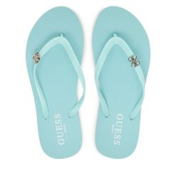Japonki Guess. Niebieskie klapki damskie Guess, z aplikacjami, bez obcasa, bez zapięcia. Za 179.99 zł.