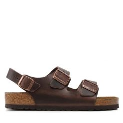 Birkenstock Milano LE Sandały unisex brązowe. Brązowe sandały damskie Birkenstock, bez wzorów, bez obcasa, bez zapięcia. Za 449.99 zł.