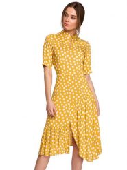 Stylove Sukienka w kolorze żółtym ze wzorem rozmiar: L. Żółte sukienki damskie Stylove, bez wzorów, z wiskozy, bez ramiączek. Za 267.92 zł.