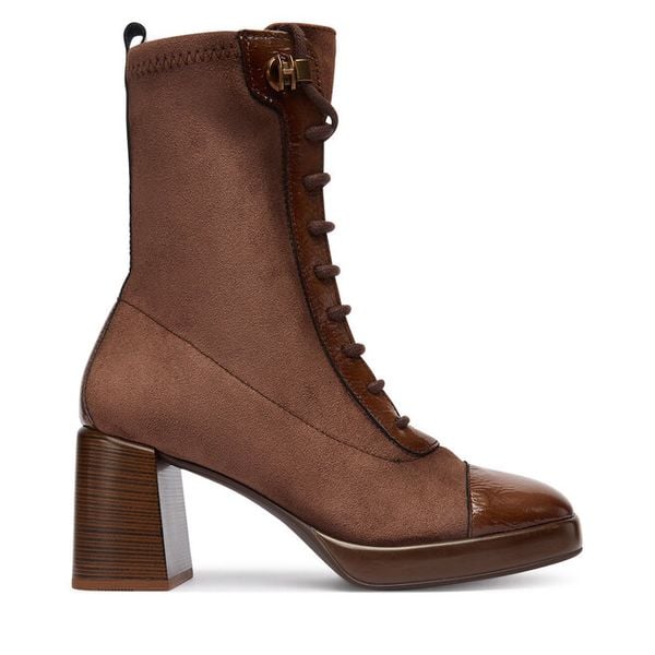 Trzewiki Hispanitas. Brązowe botki damskie Hispanitas, bez obcasa, na słupku, bez zapięcia. Za 629.99 zł.