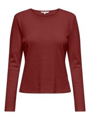 ONLY Koszulka w kolorze bordowym rozmiar: XL. Czerwone bluzki damskie Only, xl, bez wzorów, z bawełny, bez kołnierzyka, bez ramiączek. Za 35.10 zł.