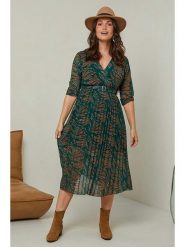Curvy Lady Sukienka w kolorze zielono-brązowym rozmiar: 40/42. Brązowe sukienki damskie Curvy Lady, bez wzorów, z tkaniny, klasyczne, bez ramiączek. Za 153.71 zł.