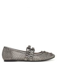Guess Baleriny FLJKNN FAB02 Srebrny. Szare balerinki damskie Guess, z aplikacjami, z materiału. Za 339.99 zł.