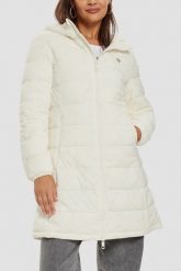 GUESS Beżowa długa damska kurtka New Aleta, Rozmiar M. Brązowe kurtki damskie Guess, m, z aplikacjami, bez kaptura. W wyprzedaży za 464.99 zł.