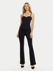 Guess Kombinezon W5RD90 KCMU2 Czarny Slim Fit. Czarne sukienki damskie Guess, z aplikacjami, z wiskozy, bez ramiączek. Za 419.99 zł.