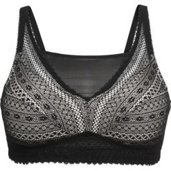 Biustonosz bralette bonprix czarno-piaskowy beżowy. Czarne biustonosze bonprix, w koronkowe wzory, z koronki. Za 44.99 zł.