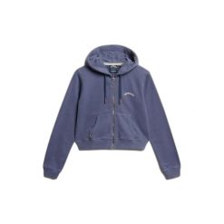 Damska bluza z kapturem zapinana na zamek Superdry Essential. Niebieskie bluzy damskie Superdry, bez wzorów, z kapturem. Za 332.10 zł.
