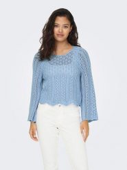 ONLY Sweter w kolorze błękitnym rozmiar: M. Niebieskie swetry klasyczne damskie Only, m, z koronki, bez kołnierzyka. Za 74.63 zł.