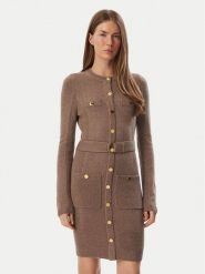 Marciano Guess Sukienka dzianinowa 5BGK43 5893Z Brązowy Regular Fit. Brązowe sukienki damskie Marciano Guess, z aplikacjami, z dzianiny, bez ramiączek. Za 1,289.00 zł.
