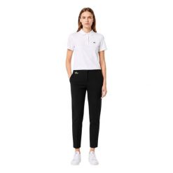 Spodnie turystyczne damskie Lacoste Chino. Czarne spodnie sportowe damskie Lacoste, na lato, uniwersalny, z aplikacjami, z materiału, trekkingowe. Za 367.00 zł.