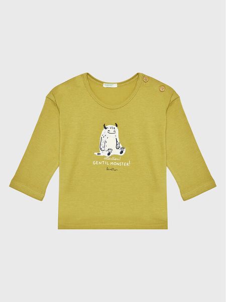 United Colors Of Benetton Bluzka 3ATNA101R Zielony Regular Fit. Zielone t-shirty i koszulki chłopięce United Colors Of Benetton, bez wzorów, z bawełny, bez kołnierzyka, bez ramiączek. Za 69.00 zł.