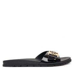 Klapki Tory Burch. Czarne klapki damskie Tory Burch, bez wzorów, bez obcasa, bez zapięcia. Za 639.99 zł.