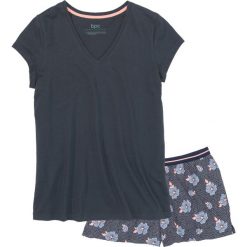 Bawełniana piżama z krótkimi spodenkami. Niebieskie piżamy damskie bonprix, bez wzorów, z bawełny, bez ramiączek. Za 64.99 zł.