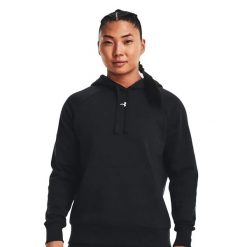 Damska Bluza Z Kapturem Rival Fleece Hoodie. Czarne bluzy damskie Under Armour, m, bez wzorów, z bawełny, z kapturem. Za 372.00 zł.
