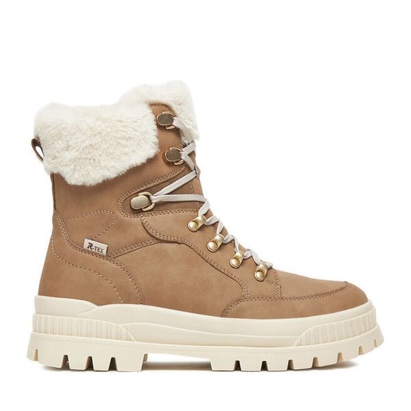 Trzewiki Rieker. Brązowe botki damskie Rieker, bez obcasa, na płaskiej podeszwie, bez zapięcia. Za 419.99 zł.