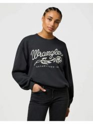 DAMSKA BLUZA WRANGLER OVERSIZED SWEAT FADED BLACK 112370826. Czarne bluzy damskie Wrangler, l, bez wzorów, bez kaptura. Za 169.99 zł.