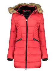 Geographical Norway Płaszcz pikowany w kolorze czerwonym rozmiar: XL. Czerwone płaszcze damskie Geographical Norway, xl, bez wzorów, bez kaptura. Za 260.96 zł.