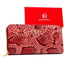 Portfel czerwony croco Rovicky R-PRK-01-W28. Czerwone portfele damskie ROVICKY, bez wzorów, ze skóry ekologicznej. Za 45.00 zł.
