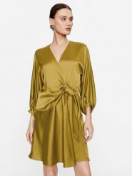 Please Sukienka koktajlowa A1UYAYP000 Zielony Regular Fit. Zielone sukienki damskie Please, bez wzorów, z syntetyku, wizytowe, bez ramiączek. Za 219.99 zł.
