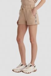 GUESS Beżowe damskie krótkie spodenki sportowe z lampasami Britney, Rozmiar L. Brązowe spodenki sportowe damskie Guess, l, z aplikacjami. Za 329.99 zł.