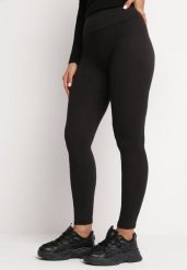 Czarne Dzianinowe Legginsy z Gumką w Pasie Junimza. Czarne legginsy damskie Born2be, l, bez wzorów, z dzianiny. Za 19.99 zł.