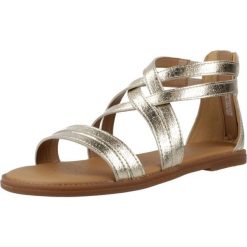 Sandały GEOX J SANDAL KARLY Złoty. Żółte sandały damskie Geox, bez wzorów, z syntetyku, bez obcasa, bez zapięcia. Za 234.99 zł.