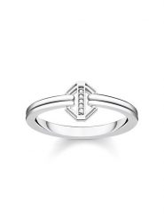 Thomas Sabo Srebrny pierścionek z diamentem rozmiar: 52. Szare pierścionki damskie thomas sabo, z diamentem, srebrne. Za 140.53 zł.