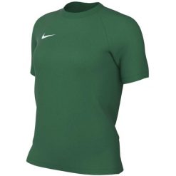 Koszulka damska Nike Dri-Fit Park VIII. Zielone bluzki damskie Nike, bez wzorów, z materiału, sportowe, bez kołnierzyka, bez ramiączek. Za 66.99 zł.