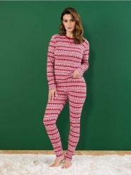 Świąteczna piżama - czerwony. Czerwone piżamy damskie Sinsay, bez wzorów, z bawełny, bez ramiączek. Za 49.99 zł.
