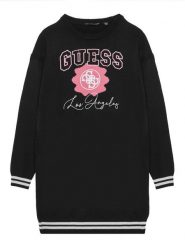 Guess Sukienka dzianinowa J5YK09 Z3OF0 Czarny Regular Fit. Czarne sukienki dziewczęce Guess, z aplikacjami, z dzianiny, bez ramiączek, proste. Za 199.99 zł.