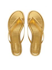 LAUREN RALPH LAUREN Japonki 802959563001 Złoty. Żółte klapki damskie Lauren Ralph Lauren, bez wzorów, z syntetyku, bez obcasa, bez zapięcia. Za 379.99 zł.