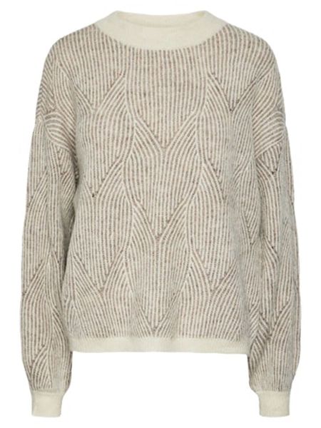 Pieces Sweter w kolorze beżowym rozmiar: L. Brązowe swetry klasyczne damskie Pieces, l, z wełny, bez kołnierzyka. Za 74.46 zł.