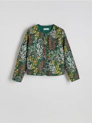 Wzorzysta żakardowa kurtka - wielobarwny. Kurtki damskie Reserved, l, bez wzorów, z tkaniny, bez kaptura. W wyprzedaży za 159.99 zł.