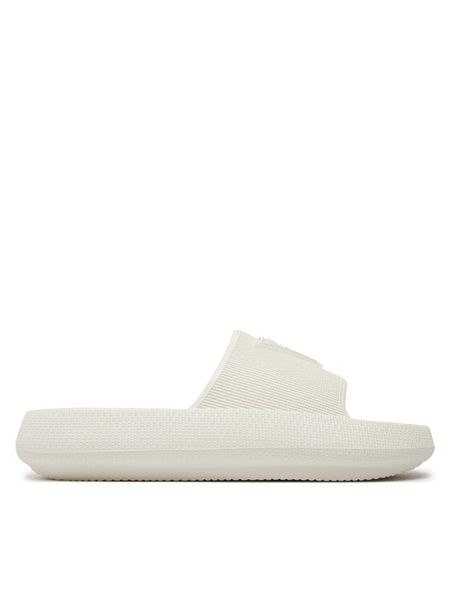 Guess Klapki E4GZ27 WG5X0 Biały. Białe klapki damskie Guess, z aplikacjami, z syntetyku, bez obcasa, bez zapięcia. Za 119.99 zł.