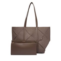Torebka Calvin Klein. Brązowe shopper bag Calvin Klein, bez wzorów, bez dodatków. Za 699.99 zł.