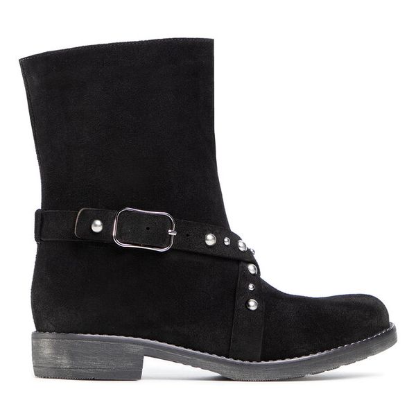 Botki QUAZI. Czarne botki damskie QUAZI, bez obcasa, na płaskiej podeszwie, bez zapięcia. Za 319.99 zł.