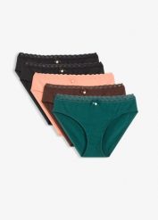 Figi z koronką (5 szt.). Czarne figi bonprix, bez wzorów, z koronki. Za 74.99 zł.