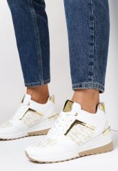 Białe Sneakersy Kasaris. Białe obuwie sportowe damskie Born2be, z jeansu, bez zapięcia. Za 59.99 zł.