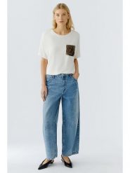 Oui Koszulka w kolorze kremowym rozmiar: 40. Brązowe koszulki damskie Oui, bez wzorów, z bawełny, bez kołnierzyka, bez ramiączek. Za 193.24 zł.