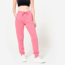 Spodnie dresowe damskie Domyos Gym & Pilates. Czerwone spodnie dresowe damskie DOMYOS, l, bez wzorów, z dresówki. Za 109.99 zł.