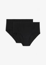 Figi menstruacyjne maxi o średniej chłonności (2 pary). Czarne figi bonprix, bez wzorów. Za 65.98 zł.