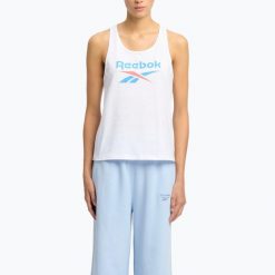 Koszulka Reebok Identity Big Logo Tank. Białe koszulki damskie REEBOK FITNESS, bez wzorów, bez kołnierzyka, bez ramiączek. Za 59.99 zł.
