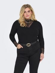 ONLY Bluzka w kolorze czarnym rozmiar: L-50/52. Czarne bluzki damskie Only, l, bez wzorów, z koronki, bez kołnierzyka, bez ramiączek. Za 119.95 zł.