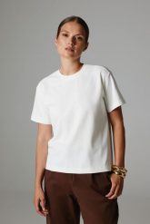 T-SHIRT KIM ECRU S - Flawless. T-shirty damskie Flawless, s, bez wzorów, z bawełny, bez kołnierzyka. Za 219.00 zł.