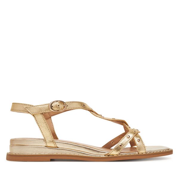 Sandały Lasocki. Żółte sandały damskie Lasocki, bez wzorów, bez obcasa, na płaskiej podeszwie, bez zapięcia. Za 169.99 zł.