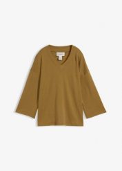 T-shirt z czystej bawełny organicznej. Zielone t-shirty damskie bonprix, bez wzorów, z bawełny, bez kołnierzyka. Za 69.99 zł.