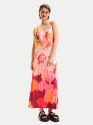 Desigual Sukienka letnia Nerea 24SWVK19 Różowy Regular Fit. Czerwone sukienki damskie Desigual, bez wzorów, z syntetyku, bez ramiączek. Za 289.99 zł.